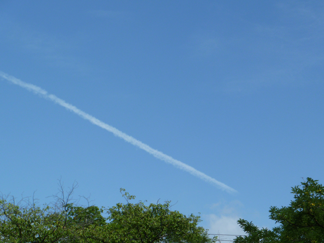 飛行機雲の写真画像